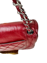 Load image into Gallery viewer, CHANEL TIMELESS MEDIUM SINGLE FLAP GLAZED LAMBSKIN ROUGE RED/WINE RED LEATHER