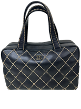 Load image into Gallery viewer, Chanel Wild Stitch Bowler Boston Handbag in Calf Leather