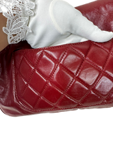 Load image into Gallery viewer, CHANEL TIMELESS MEDIUM SINGLE FLAP GLAZED LAMBSKIN ROUGE RED/WINE RED LEATHER