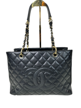 Load image into Gallery viewer, CHANEL GRAND SHOPPING BLACK TOTE IN CAVIAR LEATHER IN GOLD HARDWARE