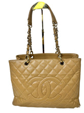 Load image into Gallery viewer, CHANEL GRAND SHOPPING BEIGE TOTE IN CAVIAR LEATHER IN GOLD HARDWARE