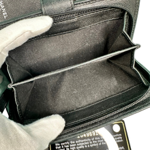 Load image into Gallery viewer, CHANEL BLACK MEDIUM LONG BIFOLD WALLET IN SILVER HARDWARE
