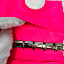 Load image into Gallery viewer, CHANEL CAMBON BLACK CC ON WHITE CALF LEATHER SKIN AGENDA WITH HOT PINK INTERIOR
