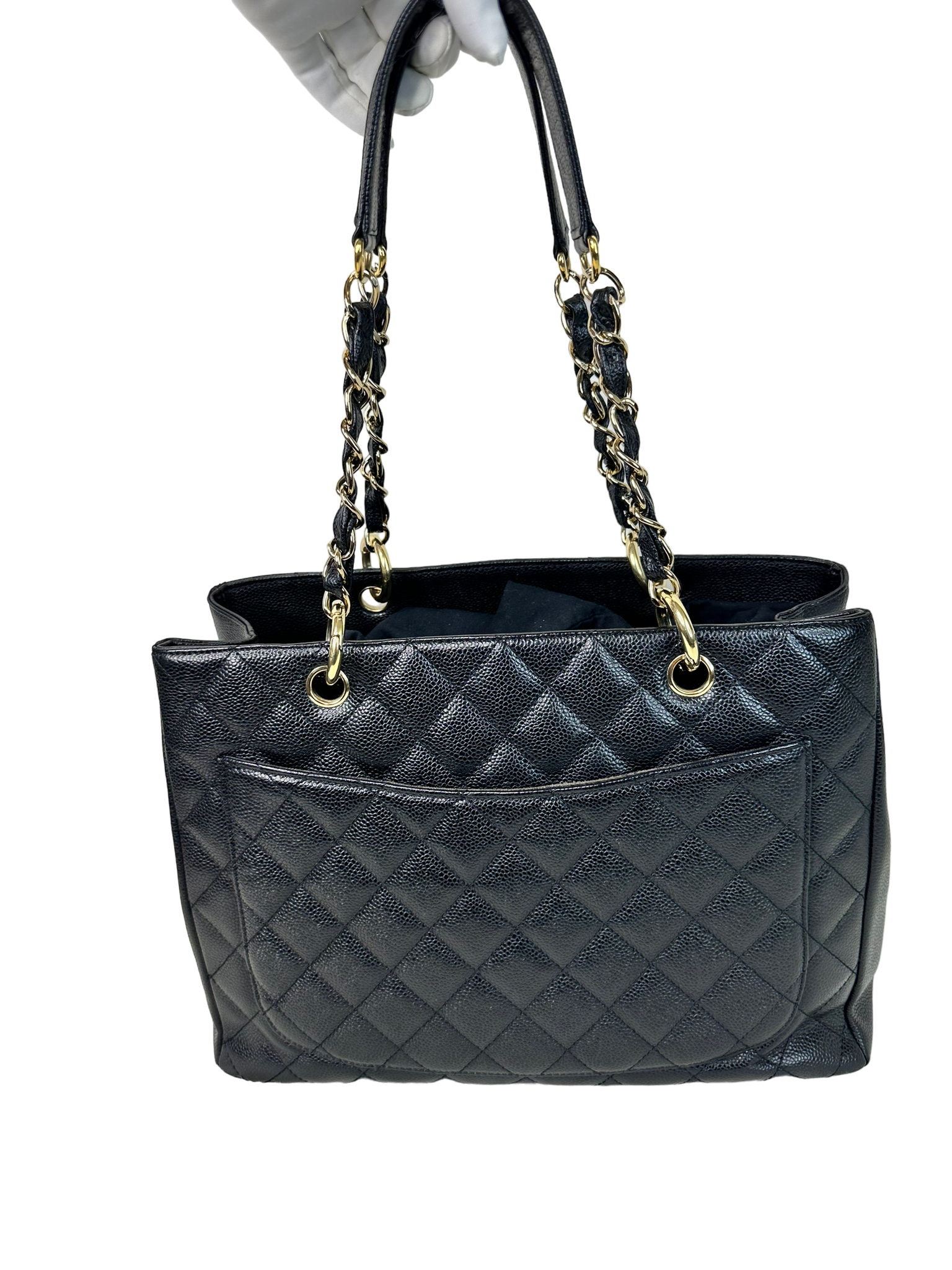 CHANEL GRAND SHOPPING BLACK TOTE IN CAVIAR LEATHER IN GOLD HARDWARE –  EVERYPOSH