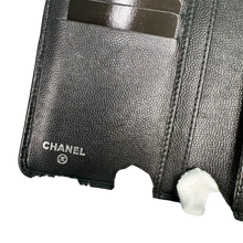 Load image into Gallery viewer, CHANEL BLACK MEDIUM LONG BIFOLD WALLET IN SILVER HARDWARE
