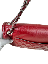 Load image into Gallery viewer, CHANEL TIMELESS MEDIUM SINGLE FLAP GLAZED LAMBSKIN ROUGE RED/WINE RED LEATHER
