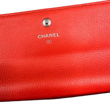 Load image into Gallery viewer, CHANEL LONG BI FOLD CAVIAR LEATHER RED ORANGE SKI EDITION
